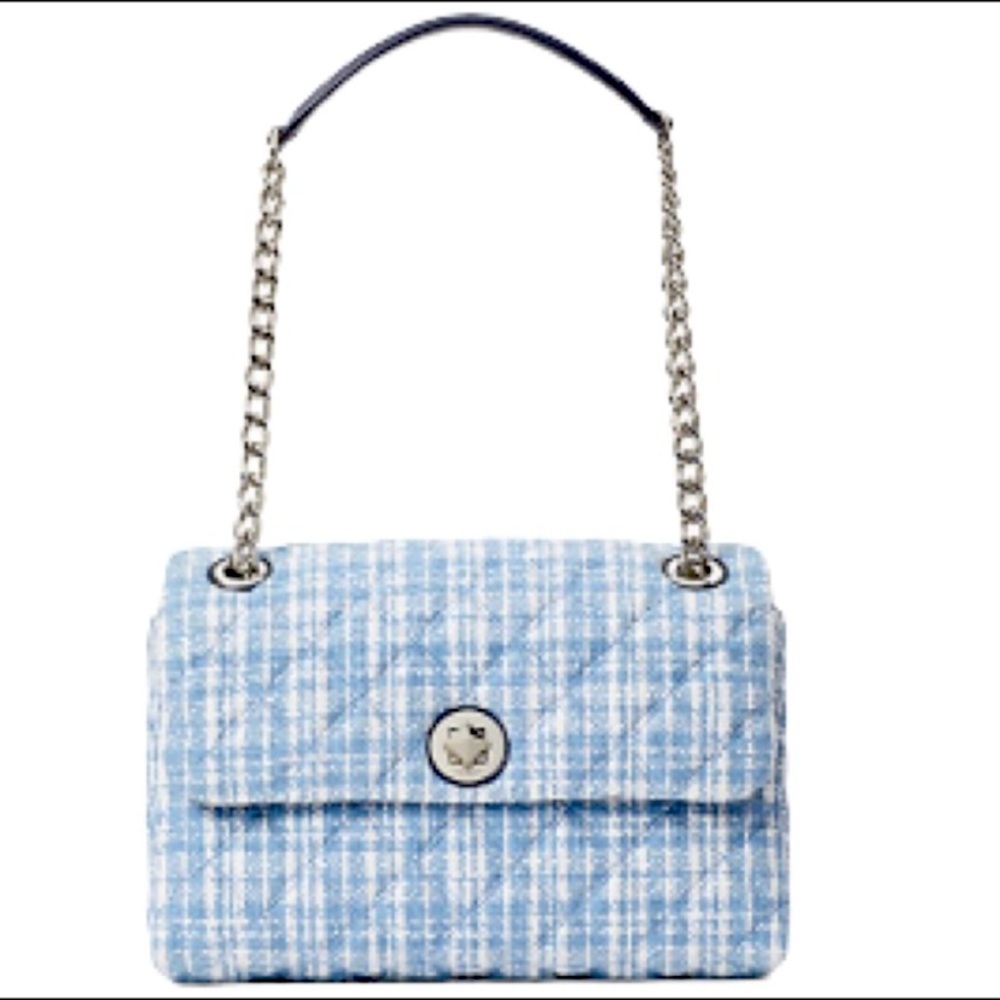 NWT kate spade Natalia tweed blue flap bag Authentic New with tags and bag denim
